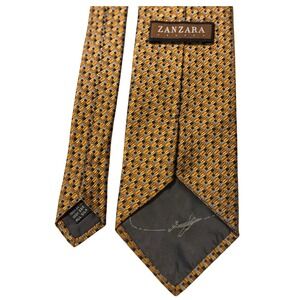 Zanzara luxury Necktie Silk Woven Geometric Pattern Business Career Preowned EUC